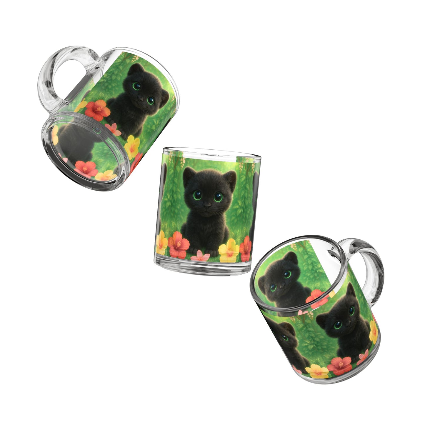 Baby Black Panther Glass Mug - 10oz, Perfect for Rainforest Lovers