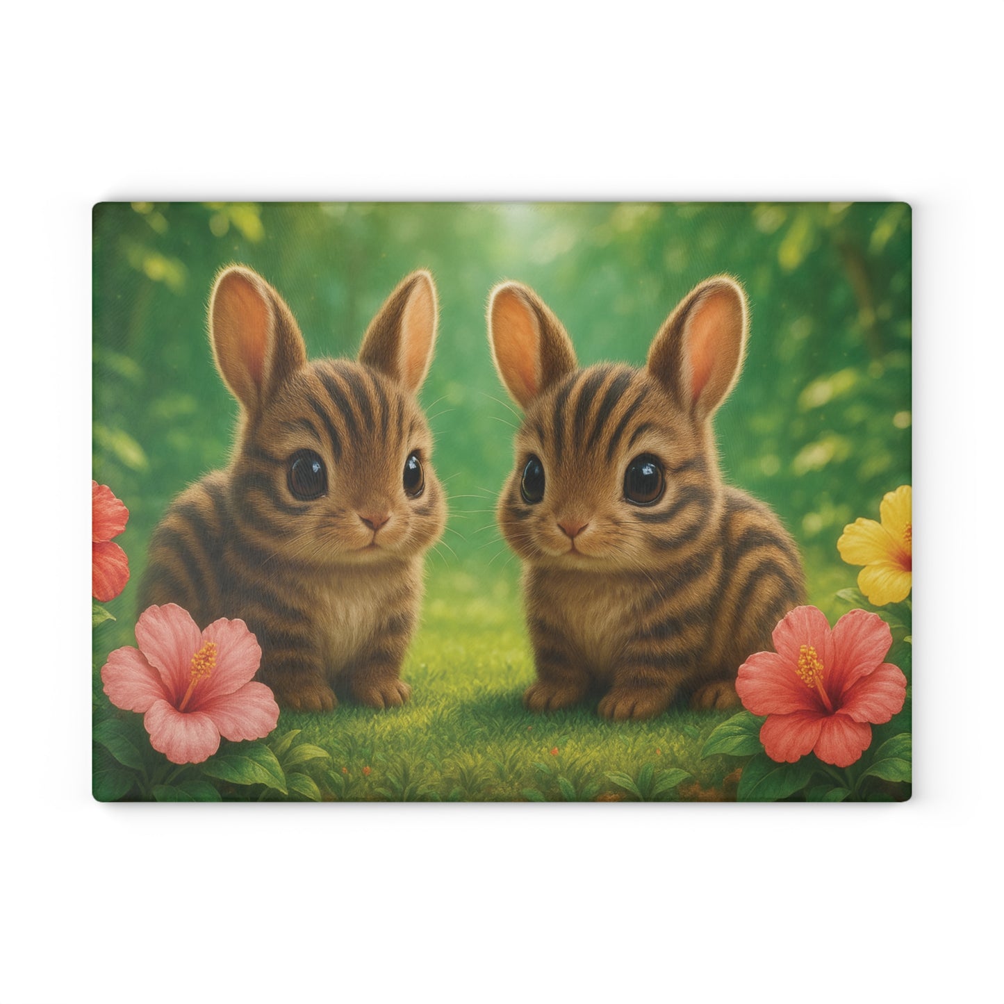 Glass Cutting Board, 2 sizes - Baby Sumatran Rabbits