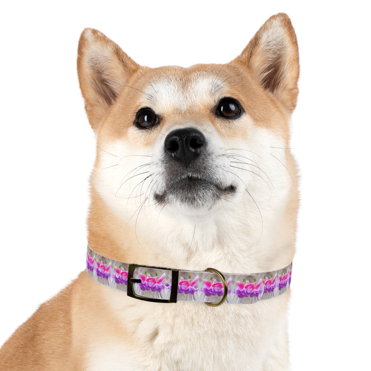 Dog Collar - Two Pink Fuchsias / Gothic, Kaleidoscope