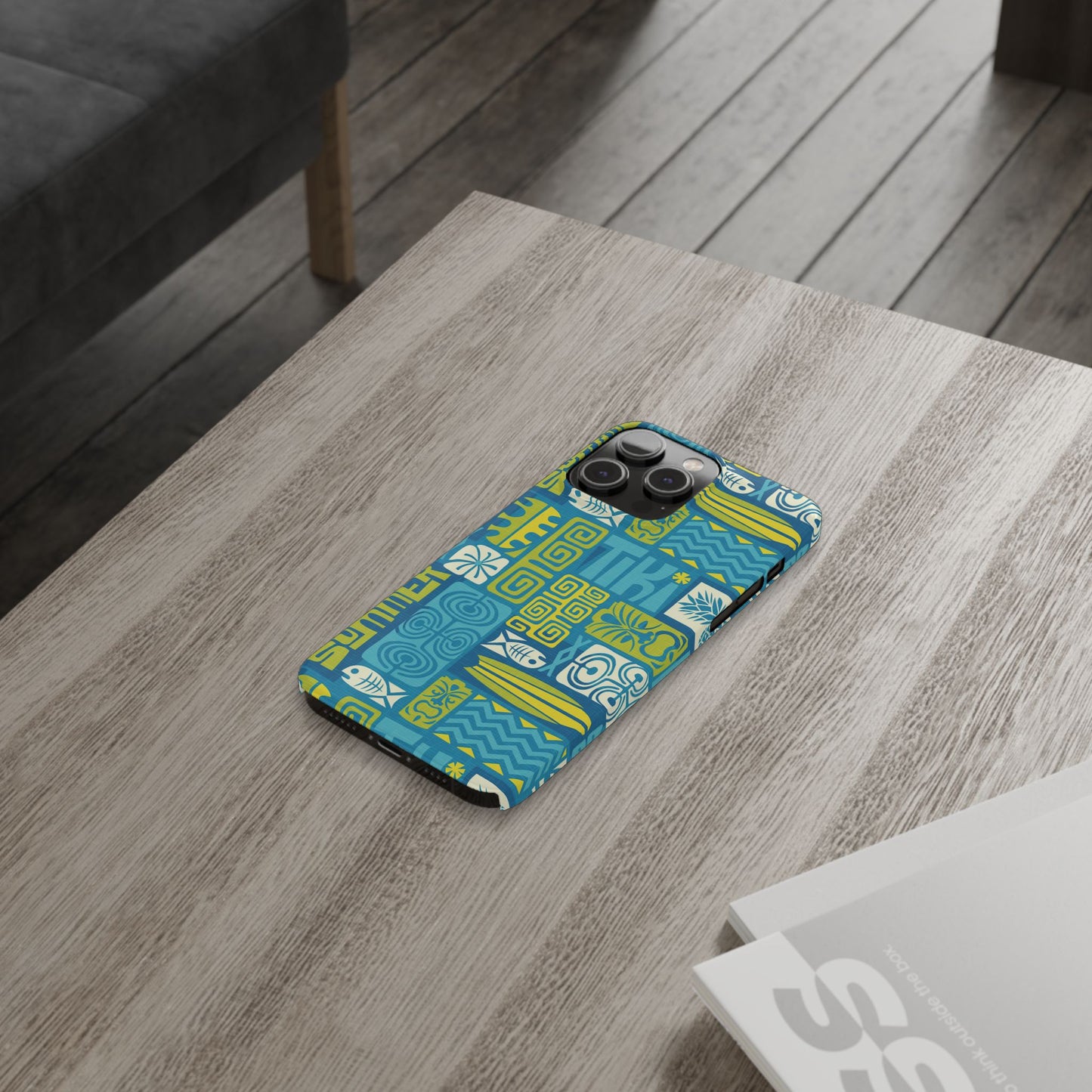 Slim Phone Cases - Tiki Poster Blue