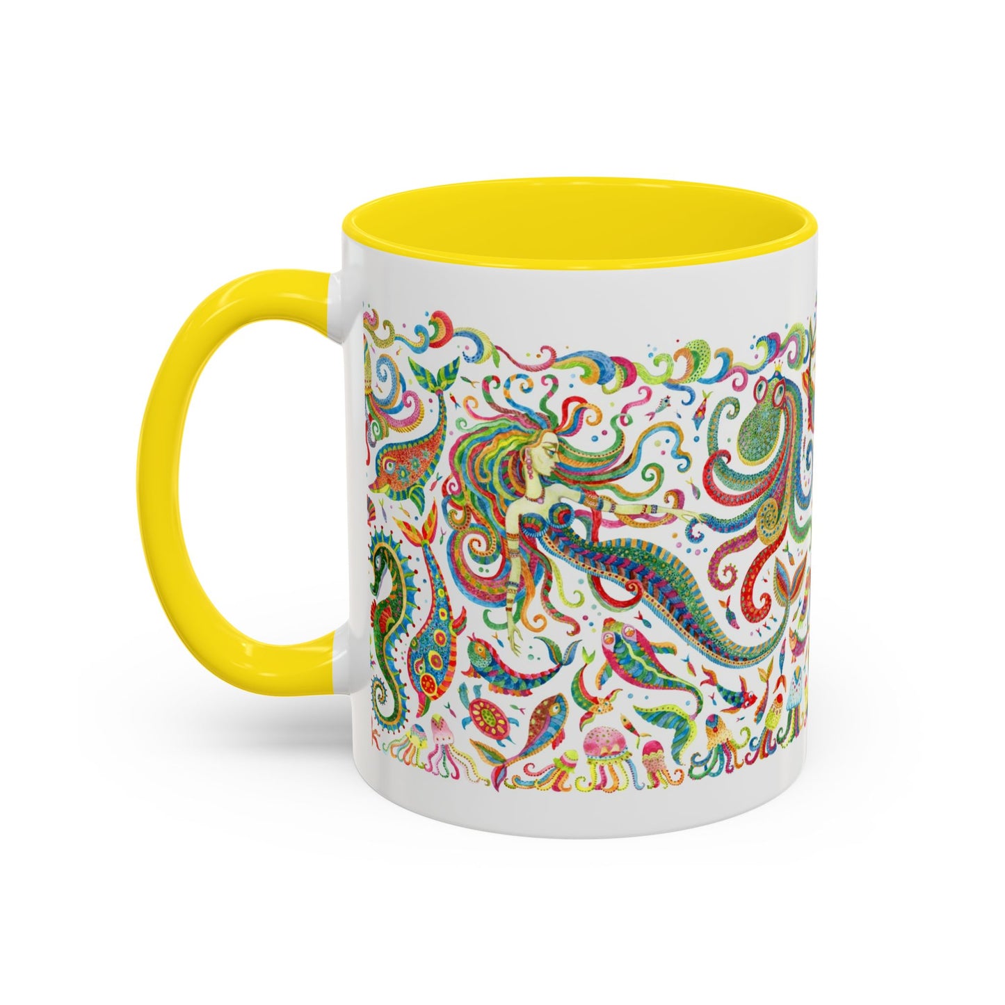 Accent Coffee Mug | Tropical-Inspired Drinkware / Colorful Mermaid Kingdom