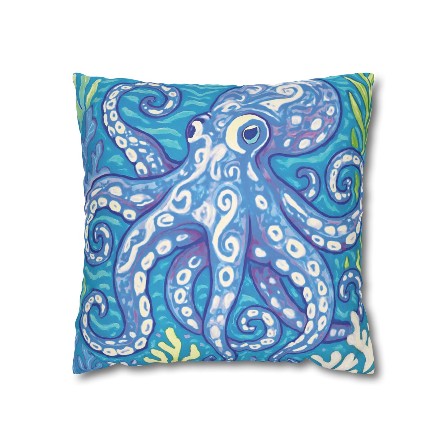 Faux Suede Square Pillowcase - Blue Kraken Joe