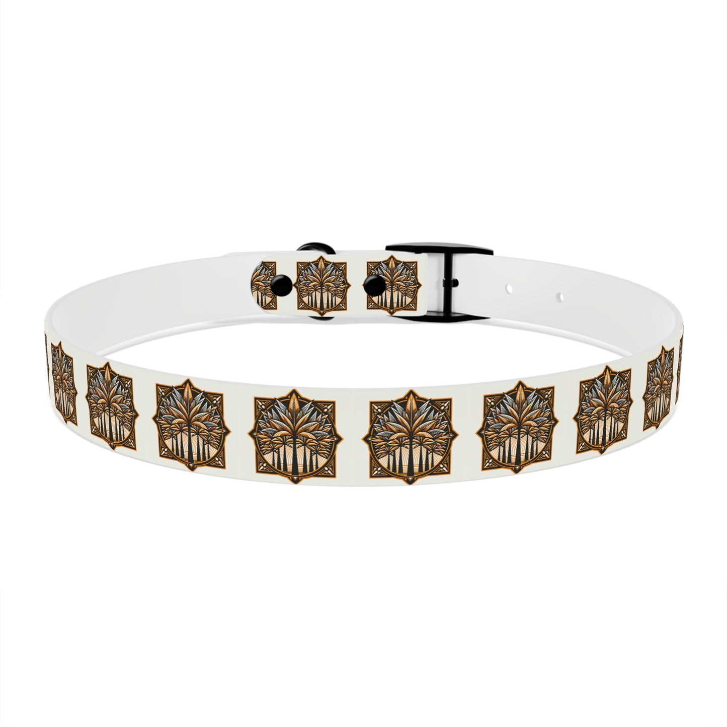 Dog Collar - Deco Palm Trees, Cinnamon