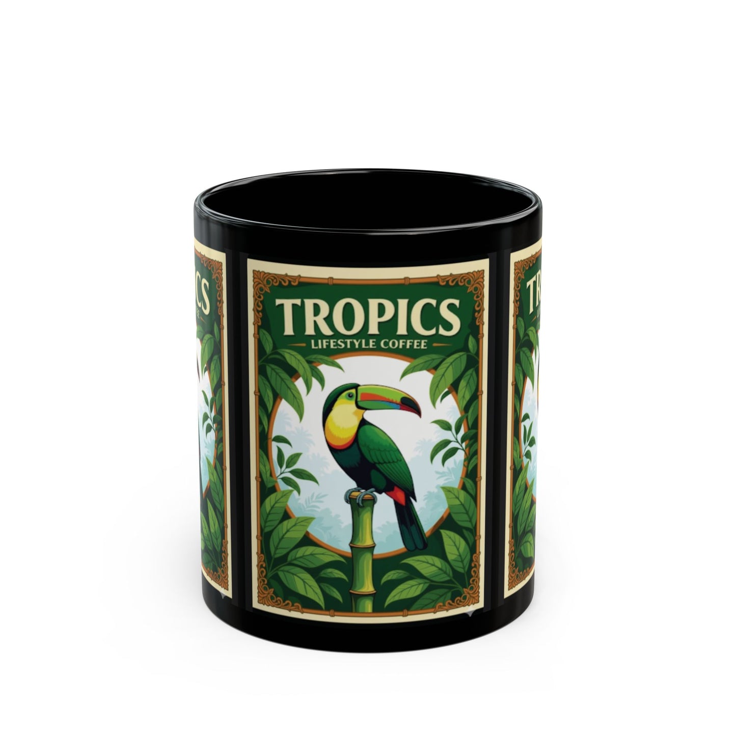 Black Coffee Mug - Parrot Poster /TLCoffee Logo