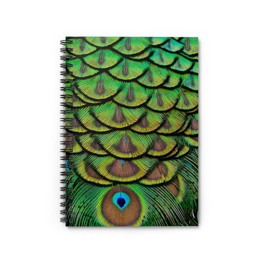 Spiral Notebook - Brilliant Green Peacock Feathers