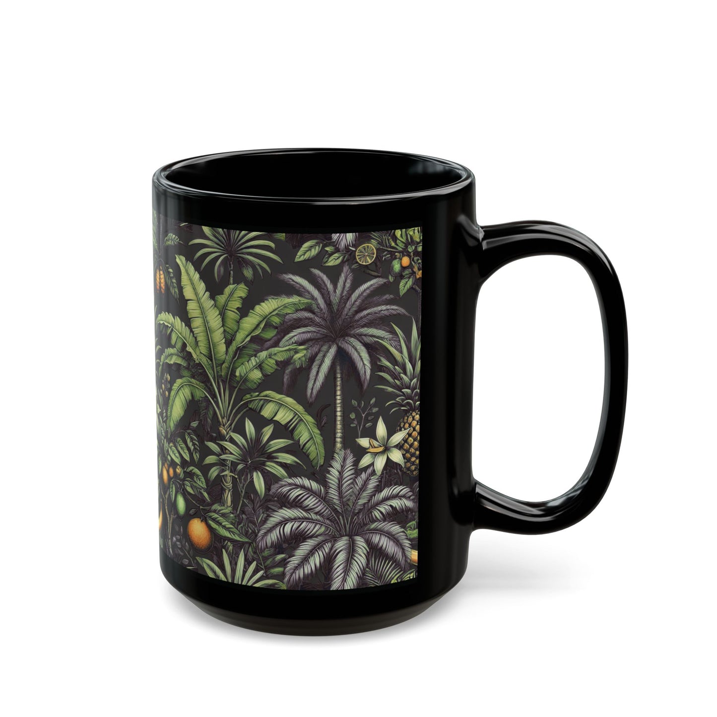 Black Coffee Mug - Tropical Fruit, Black