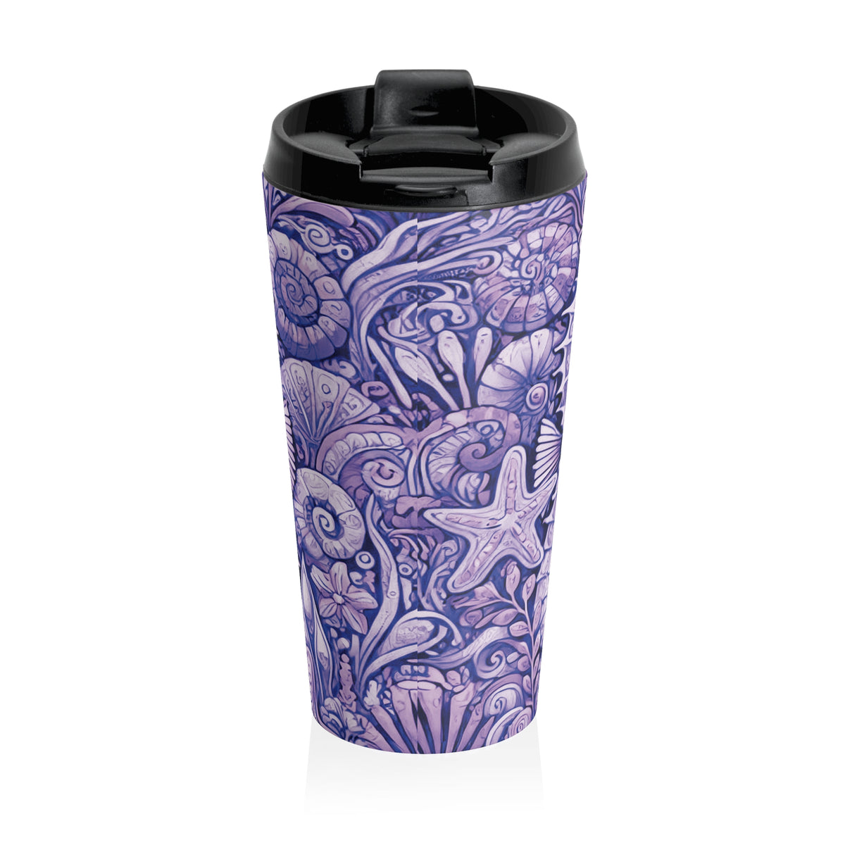 15 oz. Stainless Steel Travel Mug / Seahorse Trio, Purple
