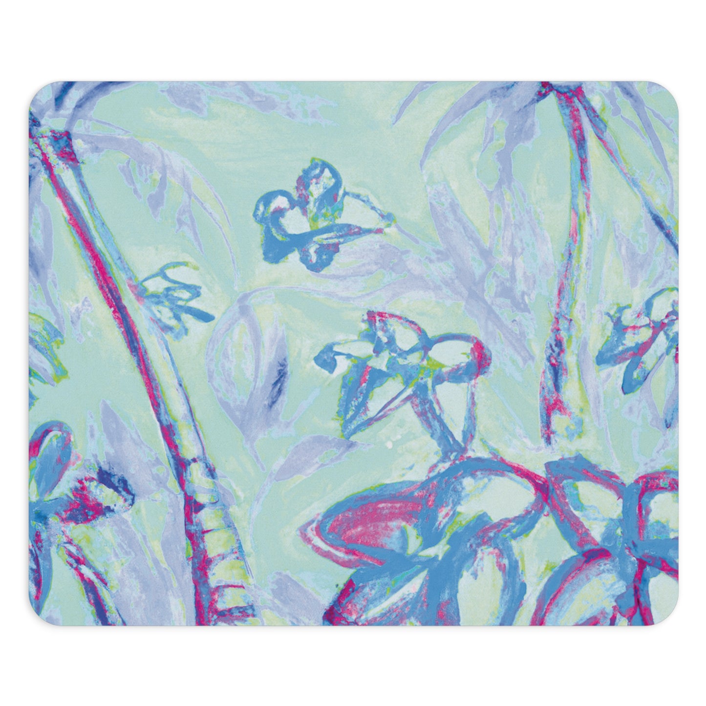 Rainforest Mouse Pad, 2 Shapes - Beach Vibes for Home Office & Gamer / Tropical Doodles, Blue