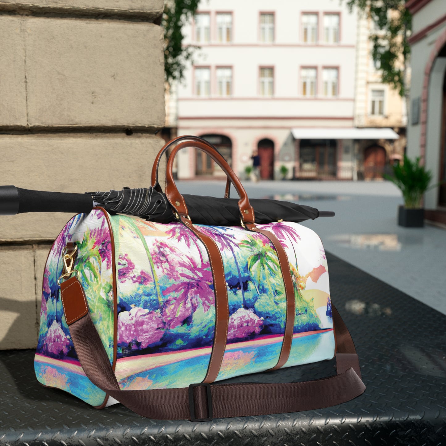 Tropical Waterproof Travel Bag - Perfect for Beach Getaways / Watercolor Beach