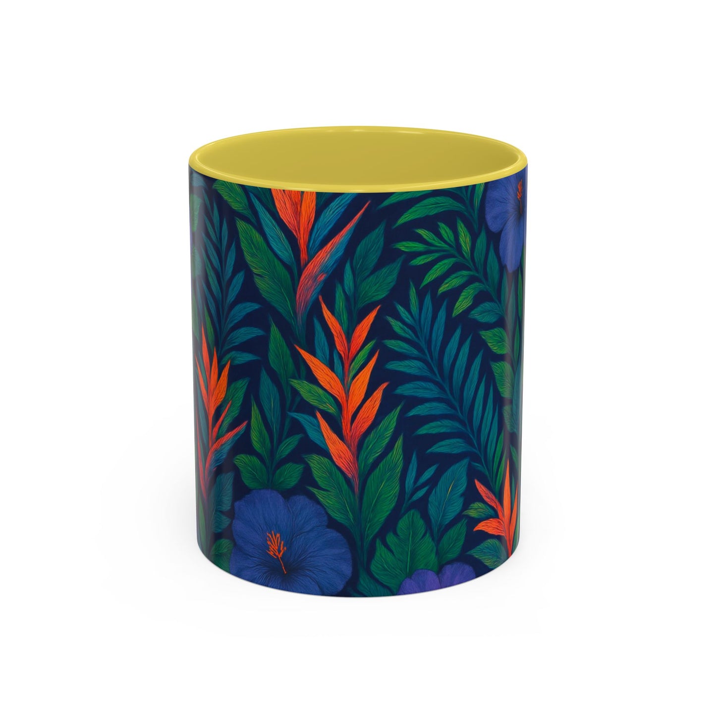 Vibrant Floral Coffee Mug - 11oz & 15oz / Midnight Flower Coral