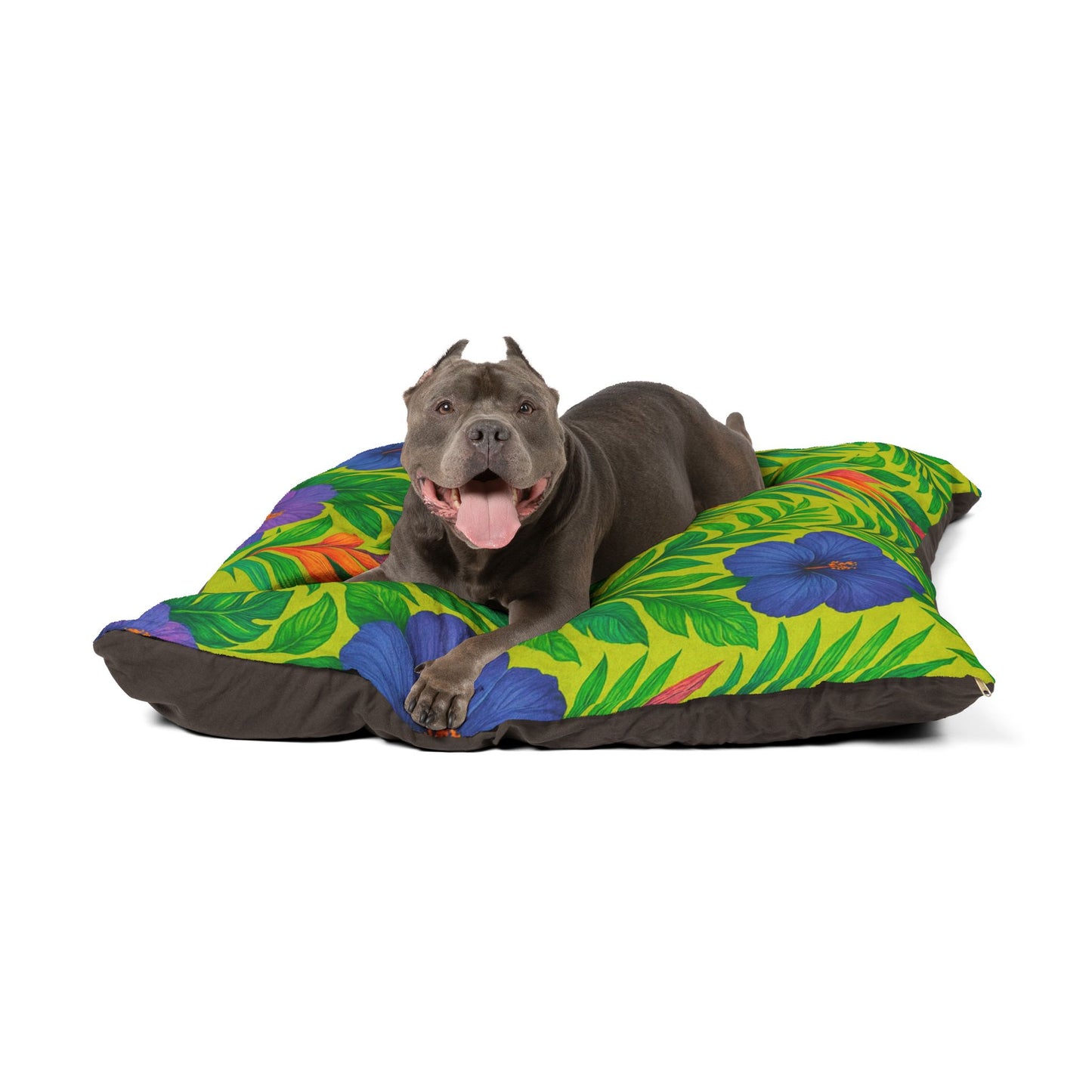 Pet Bed - Cozy and Fun Dog or Cat Bed for Beach Lovers / Midnight Flower Yellow