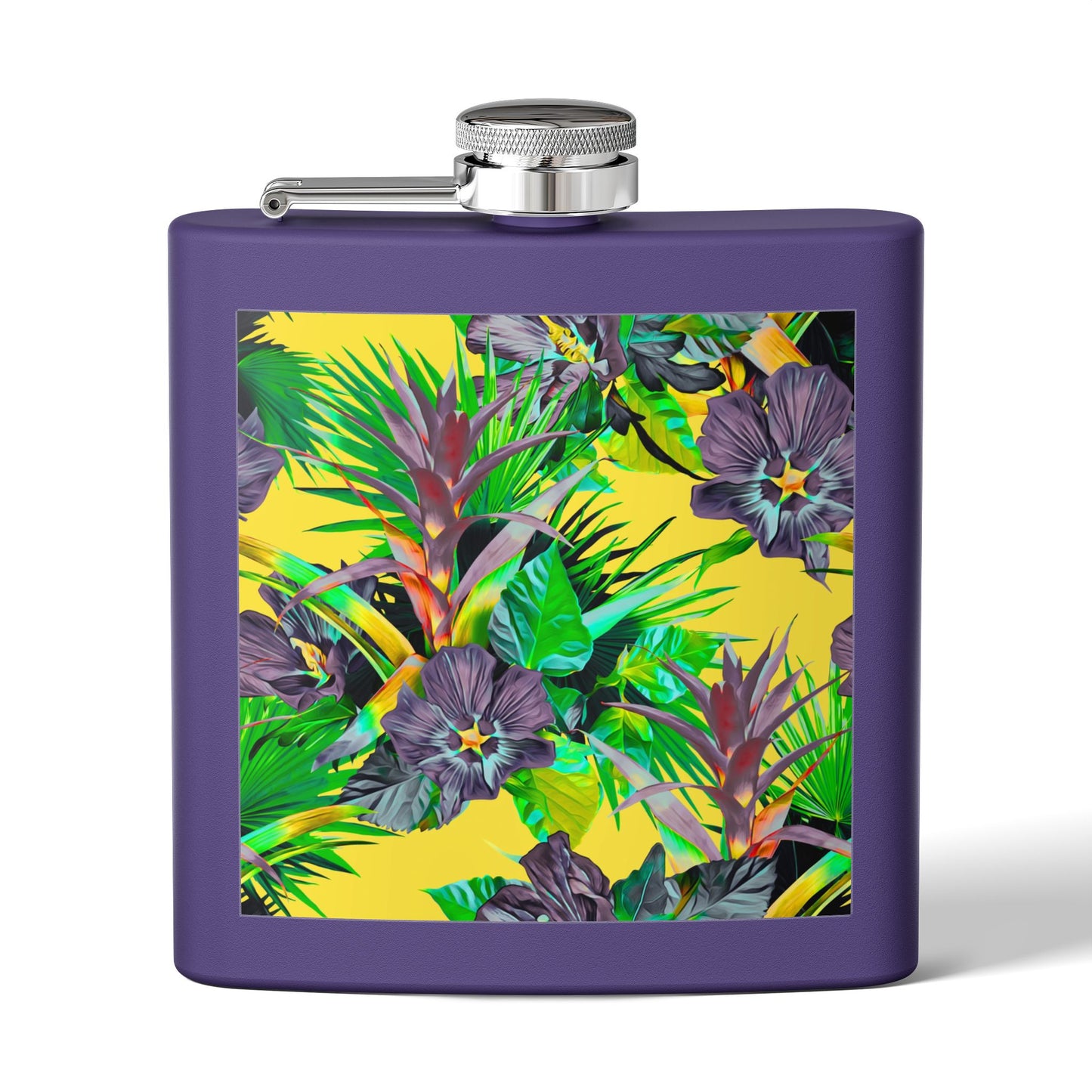 Tropical Stainless Steel 6 oz. Flask, Many Colors  – Plant Palooza Yellow