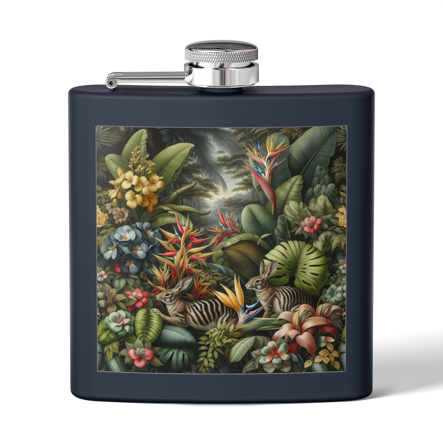 Tropical Stainless Steel 6 oz. Flask, Many Colors – Rainforest Rabbit Outing