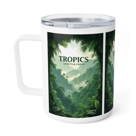 Tropical Insulated Coffee Mug, 10oz / Rainforest View Logo
