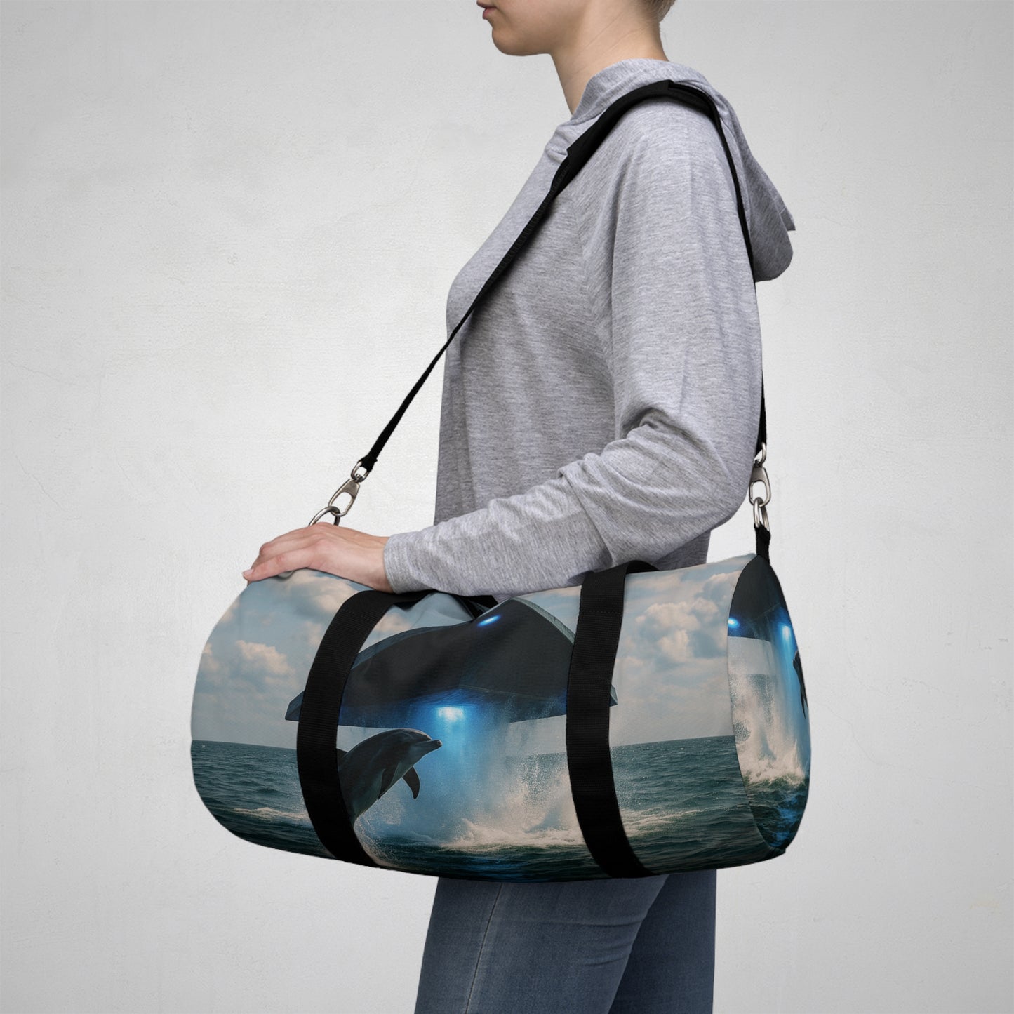 Tropical Duffel Bag - Perfect for Travel and Gym / UFO and Dolphin