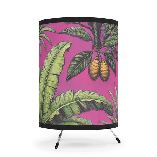 Tropical Fruit/Hot Pink Tripod Lamp with Artistic High-Res Shade - Perfect for Home Décor
