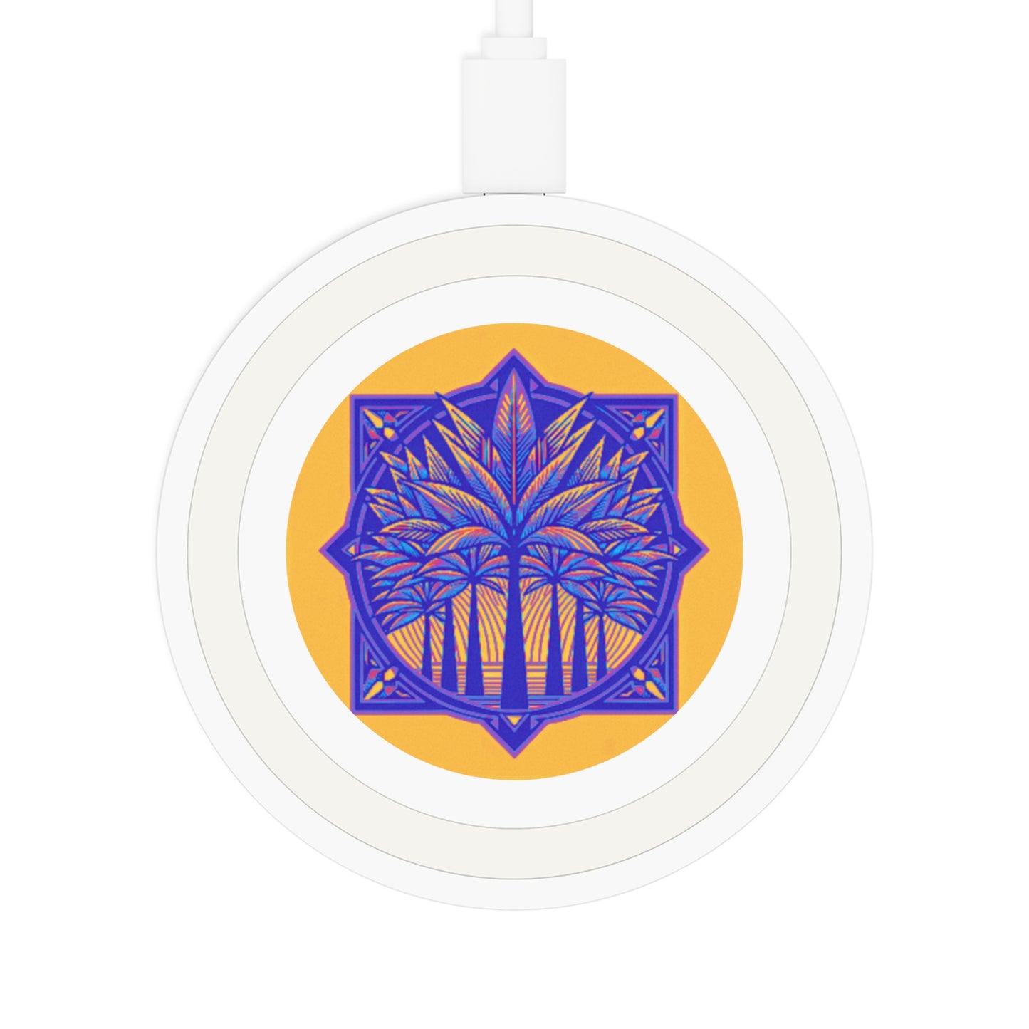 Quake Wireless Charging Pad - Deco Palm Trees, Purple/Orange