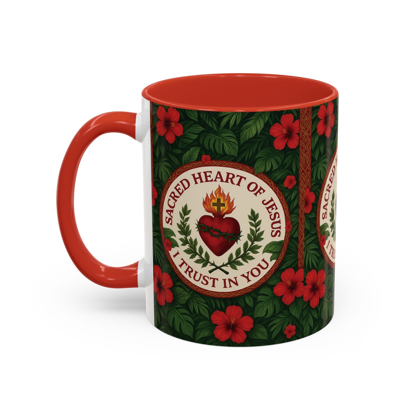 Religious Accent Color Coffee Mug (11, 15oz) / Sacred Heart of Jesus Prayer, Various Colors