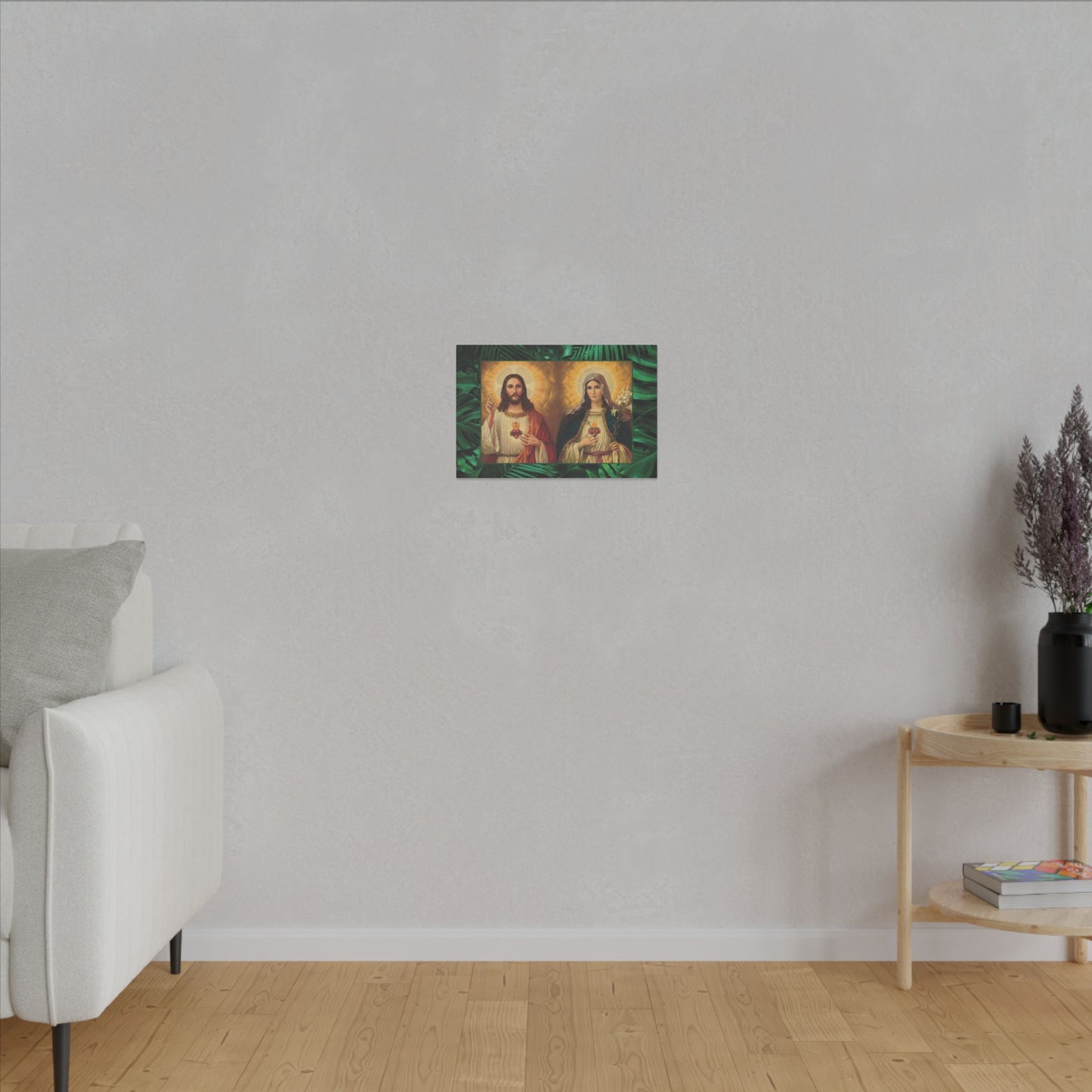 "Tropical Rainforest Jesus and Mary" Religious Canvas Artwork - Stretched Canvas Print / Byzantine Icons