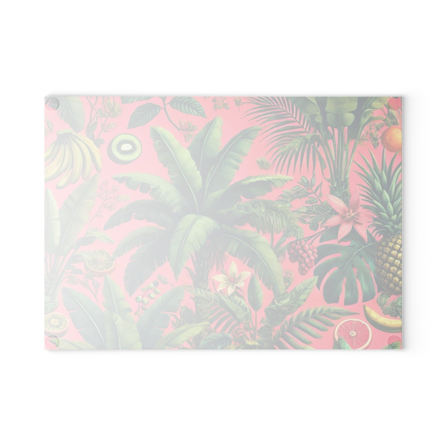 Glass Cutting Board, 2 sizes - Tropical Fruits, Pink
