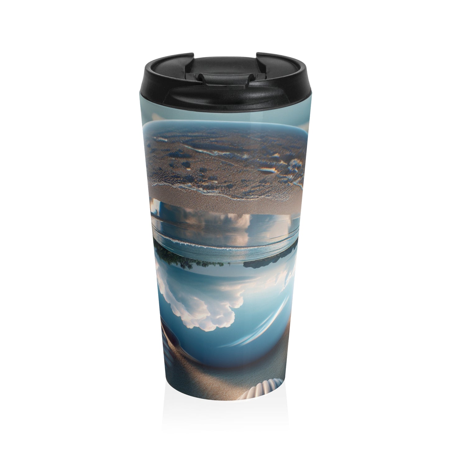15 oz. Stainless Steel Travel Mug / Seashells & Crystal Ball