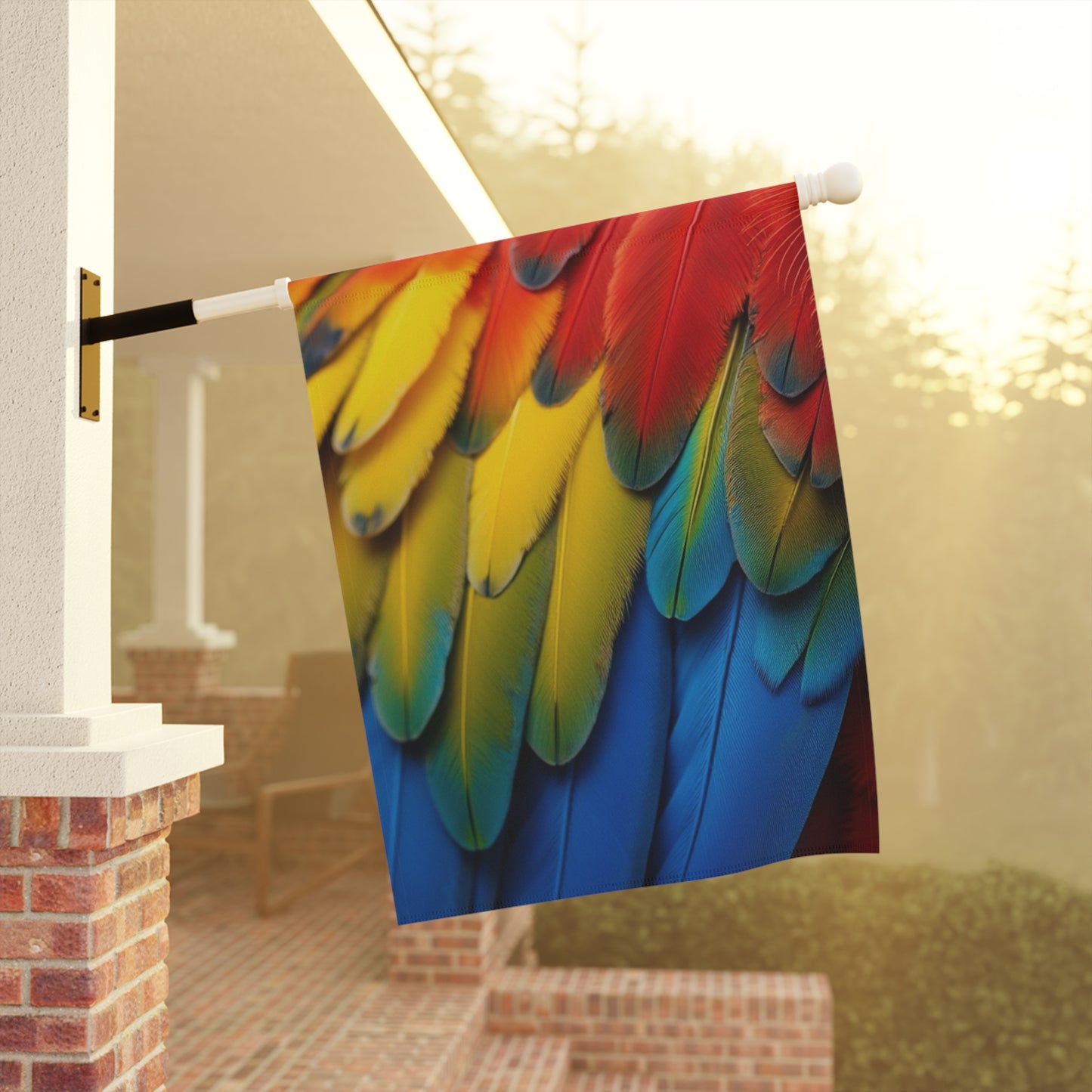 Tropical Garden Flag  - Perfect for Outdoor Decor / Macaw Feathers