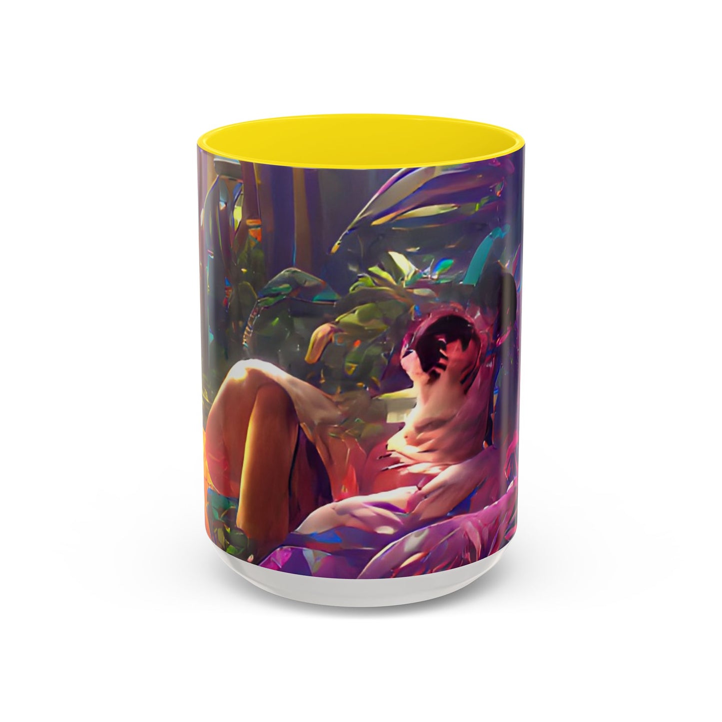 Accent Coffee Mug (11, 15oz) - Midnight Kiss in Tropical Garden