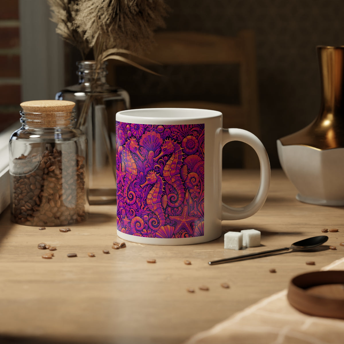 Jumbo Mug, 20oz, Seahorses Heatwave | Tropical Coffee Cup