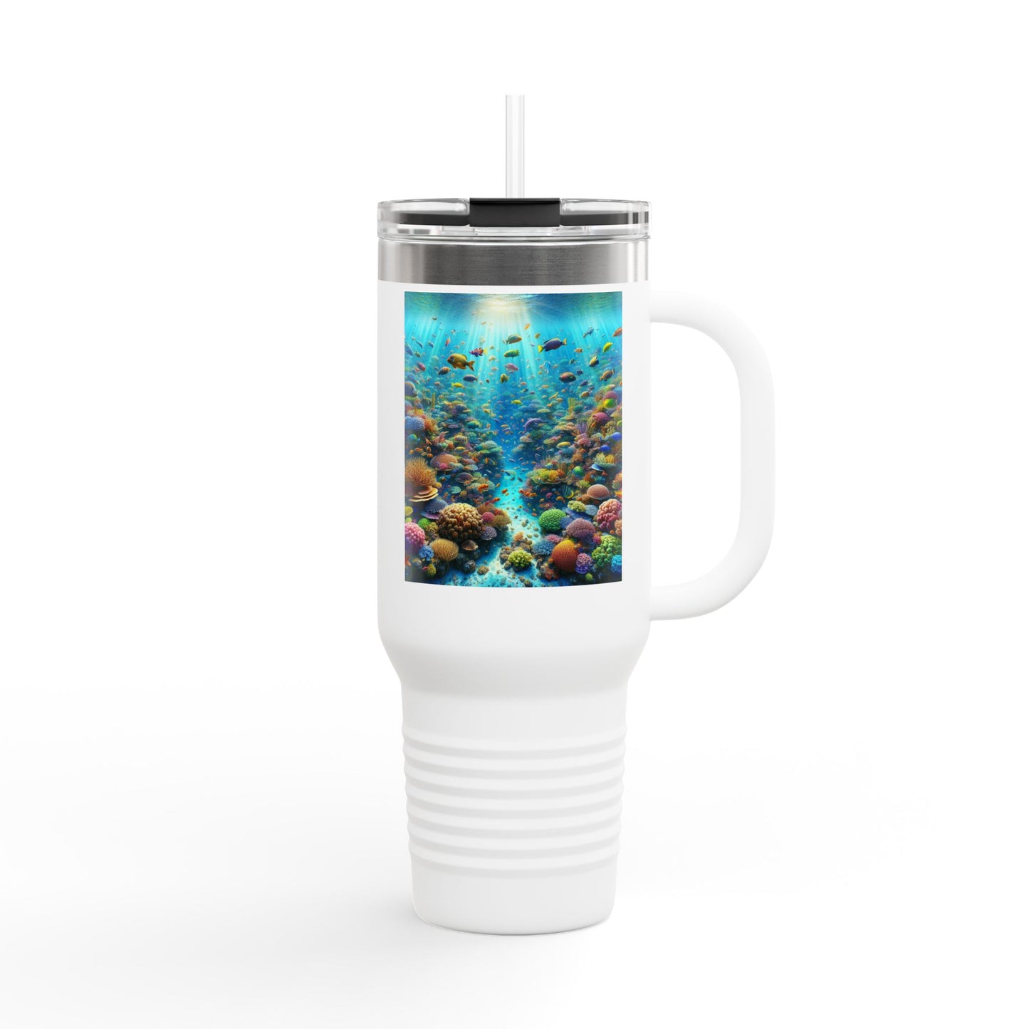 Insulated Travel Mug, 40oz / Busy Coral Reef - Perfect for Outdoor Adventures