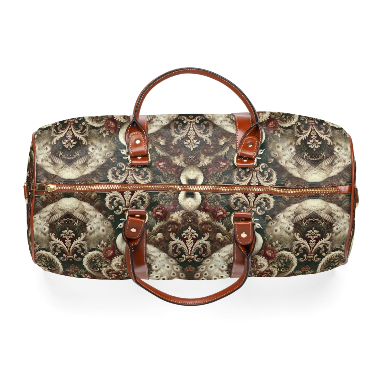 Tropical Waterproof Travel Bag - Perfect for Beach Getaways / Kaleido White Peacocks