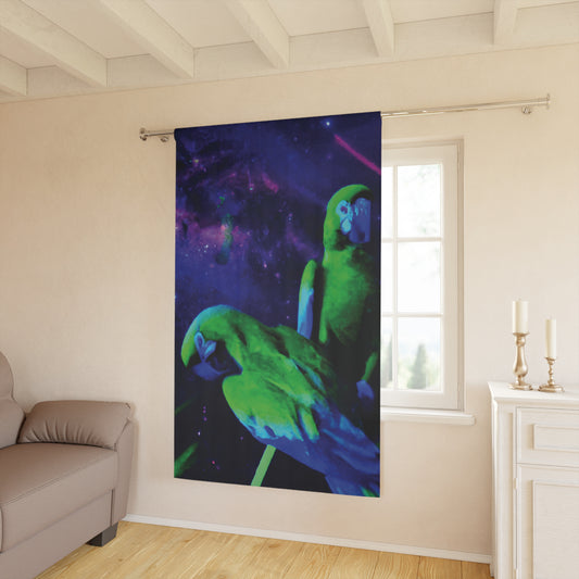 Galactic Parrot Blackout Window Curtain - Vibrant Home Decor