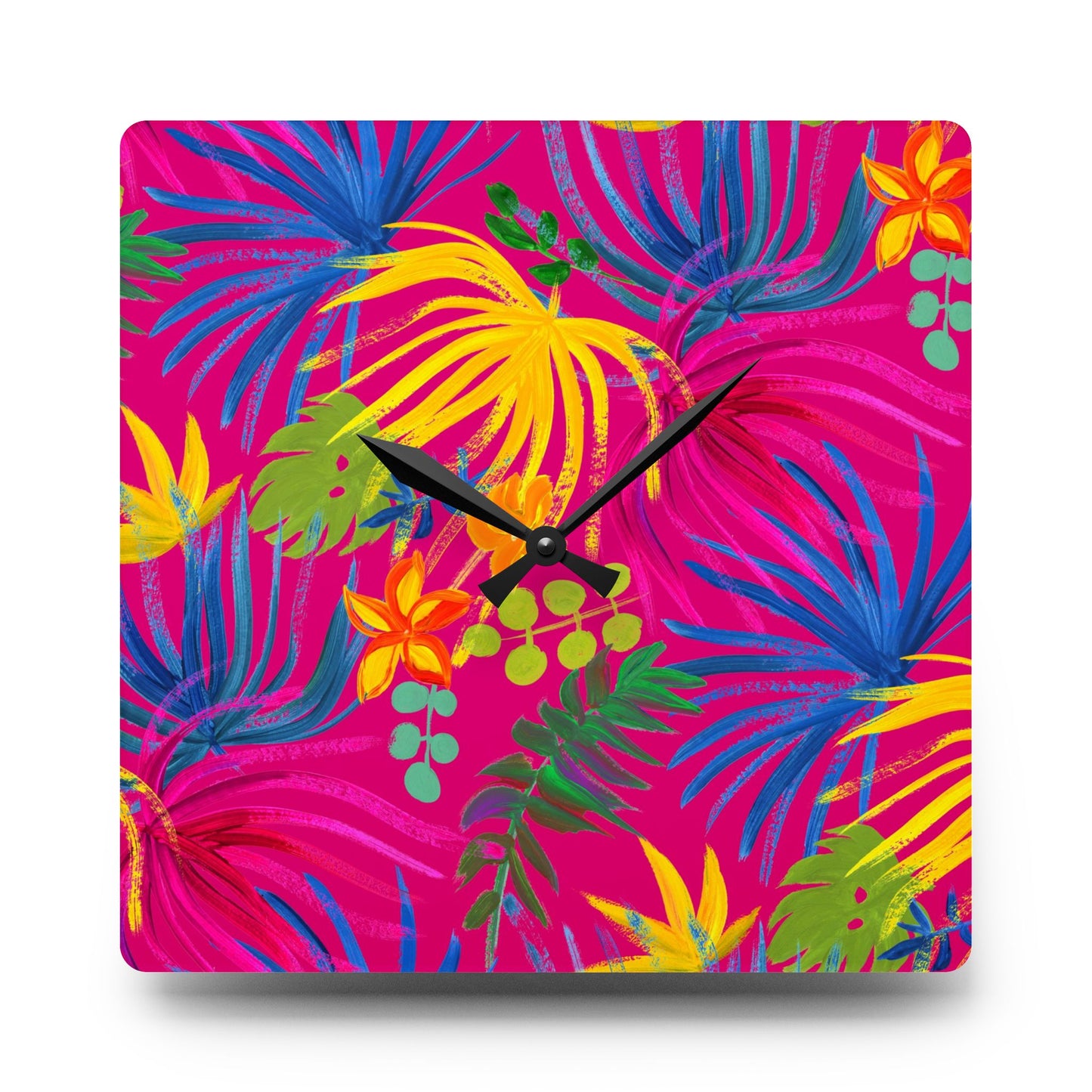 Acrylic Wall Clock, Exotic Flora