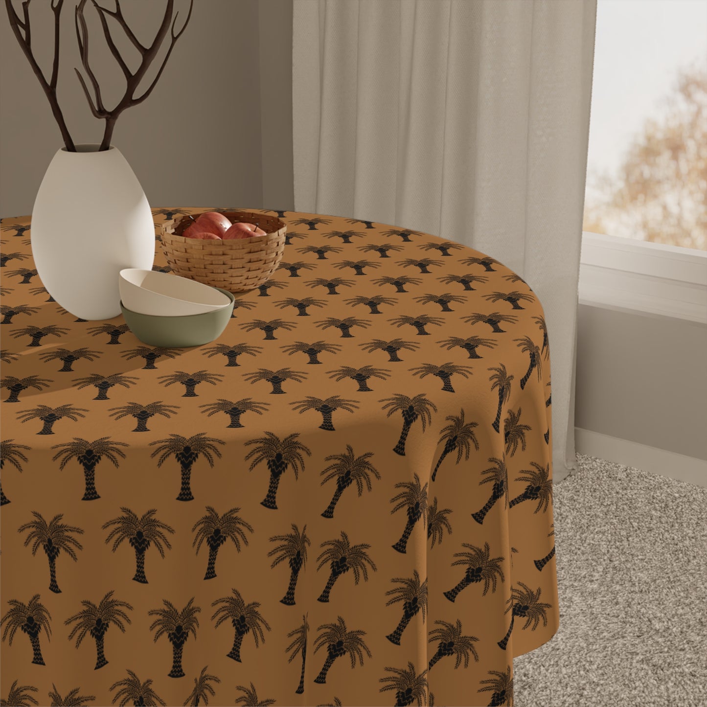 Micro Palm Glory/Light Brown ~ Square Tablecloth, 55" x 55"