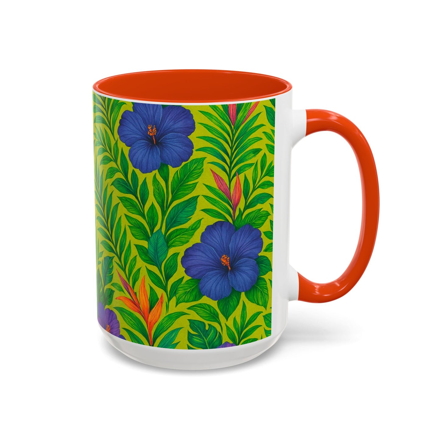 Vibrant Floral Coffee Mug - 11oz & 15oz / Midnight Flower Lime