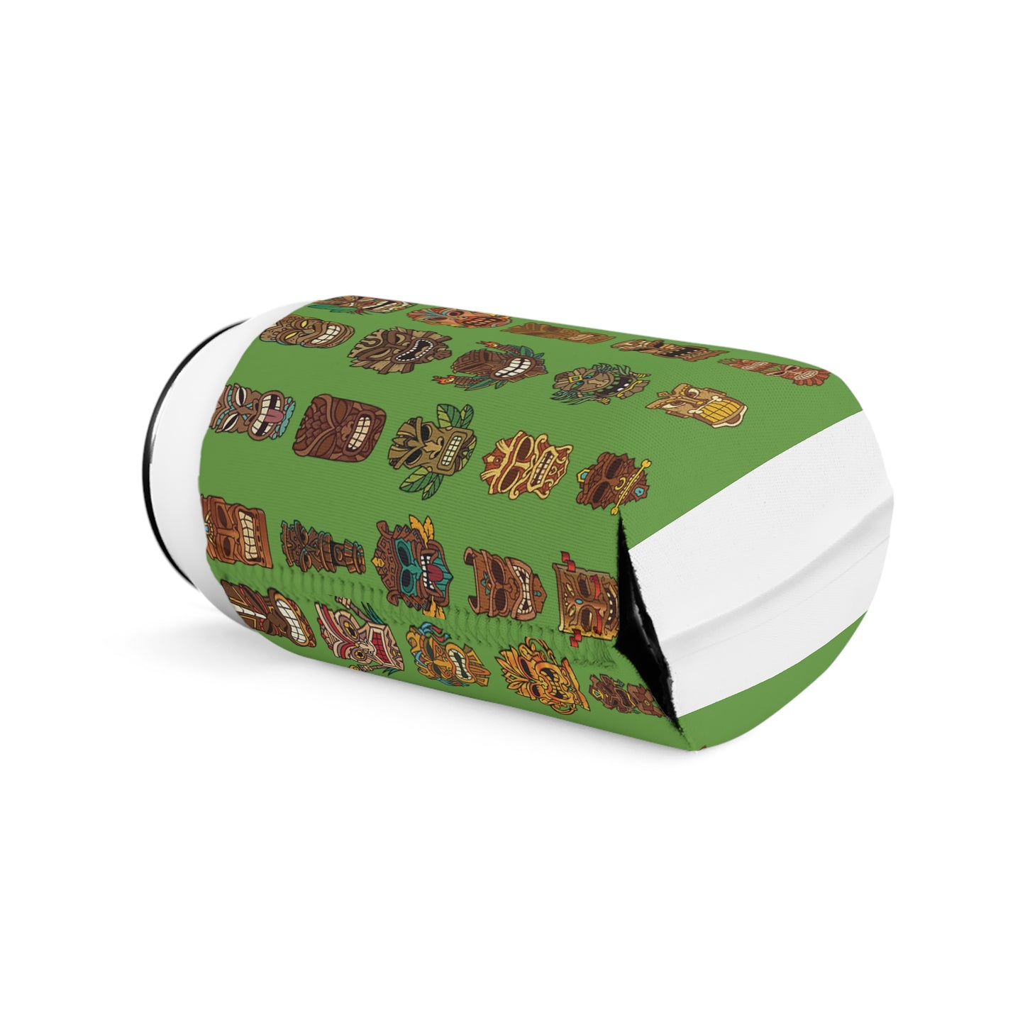 Tiny Tiki Dudes/Green Can Cooler Sleeve - Perfect for Outdoor Picnics