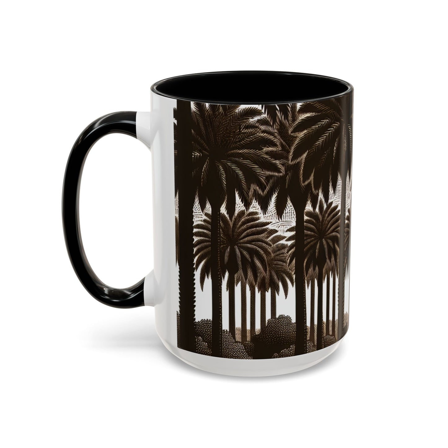 Accent Coffee Mug (11, 15oz) - Woodcut Palm Grove