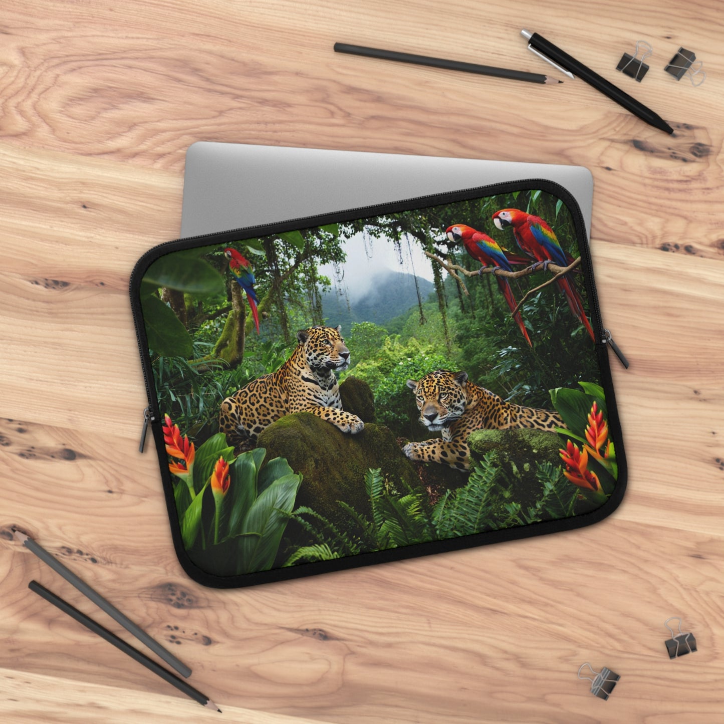 Tropical Laptop Sleeve, 5 Sizes - Perfect for Rainforest Lovers & Students / Jaguars at Rest