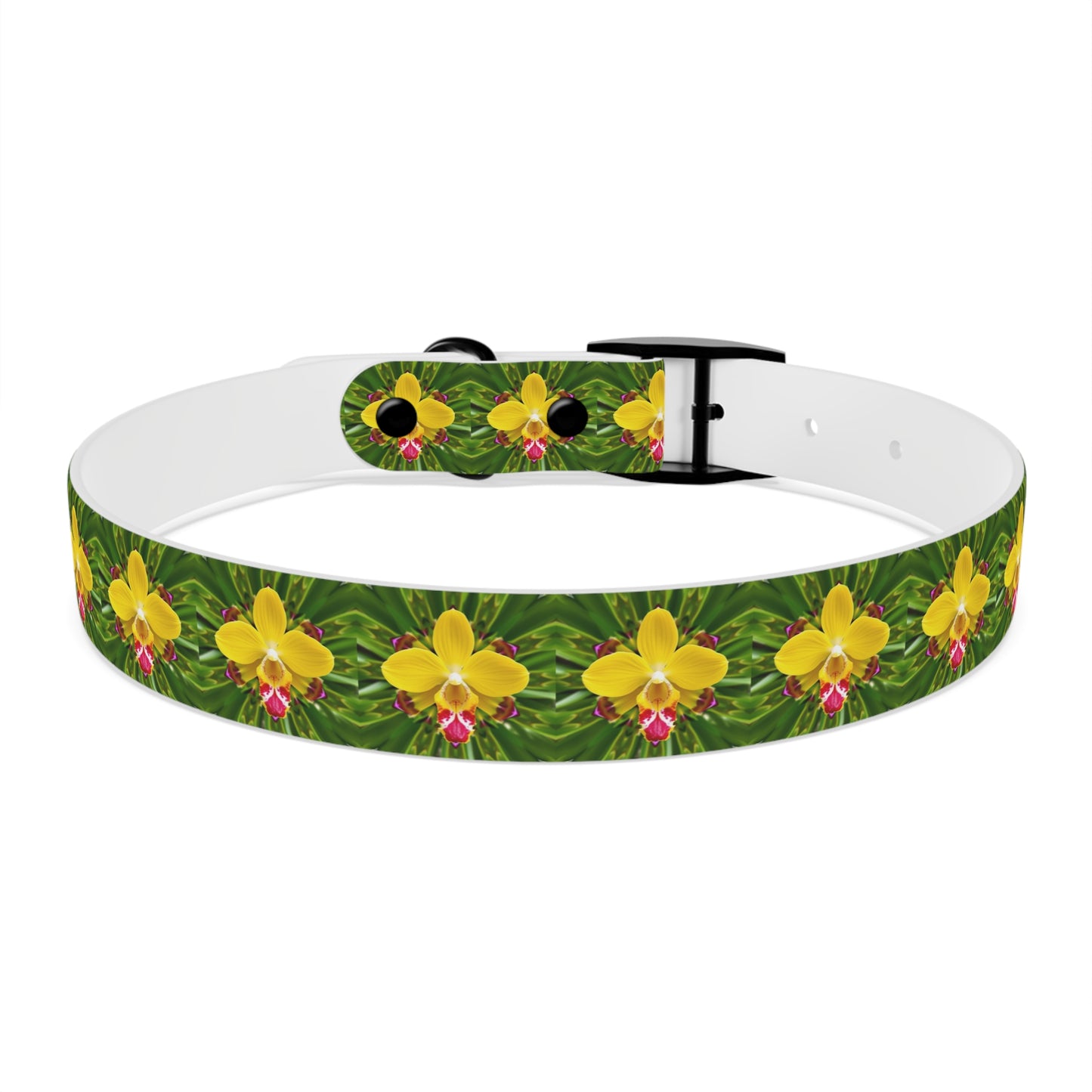 Dog Collar - Yellow Orchid Kaleidoscope