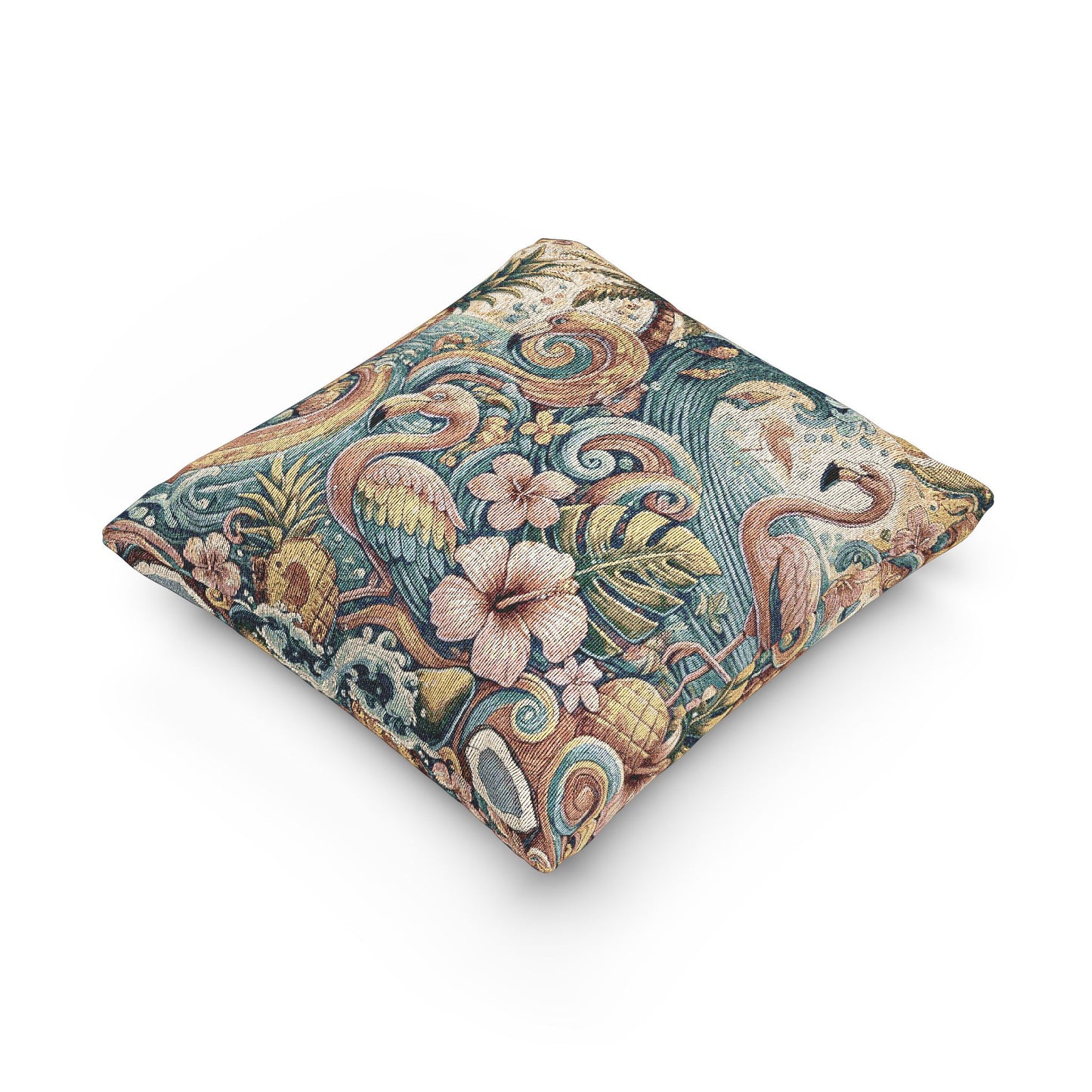 Woven Pillow, 17"W x 18"L ~ Flamingo Funday