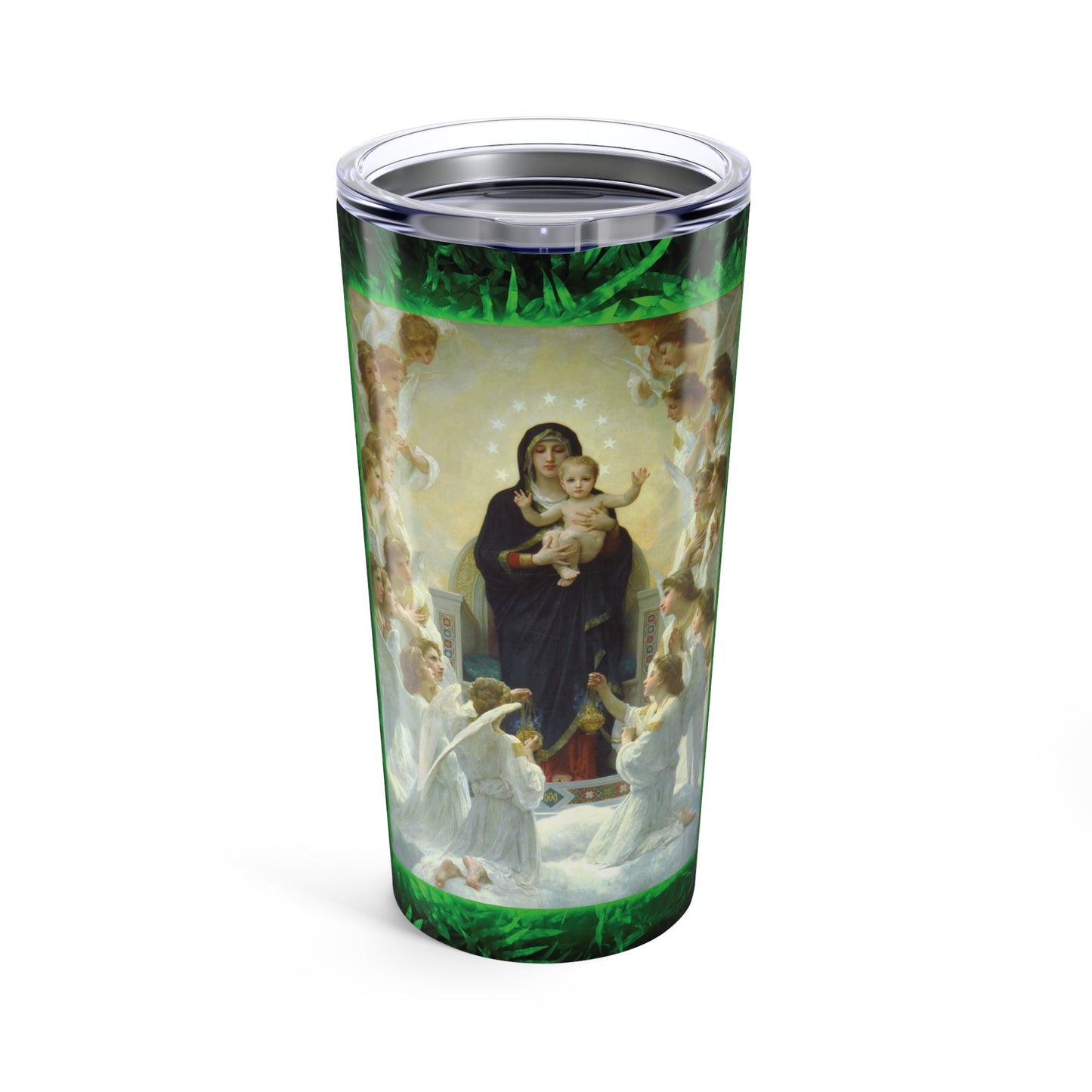 20oz Glossy Tumbler, Stainless Steel / Tropical Glow, Queen of the Angels/Black