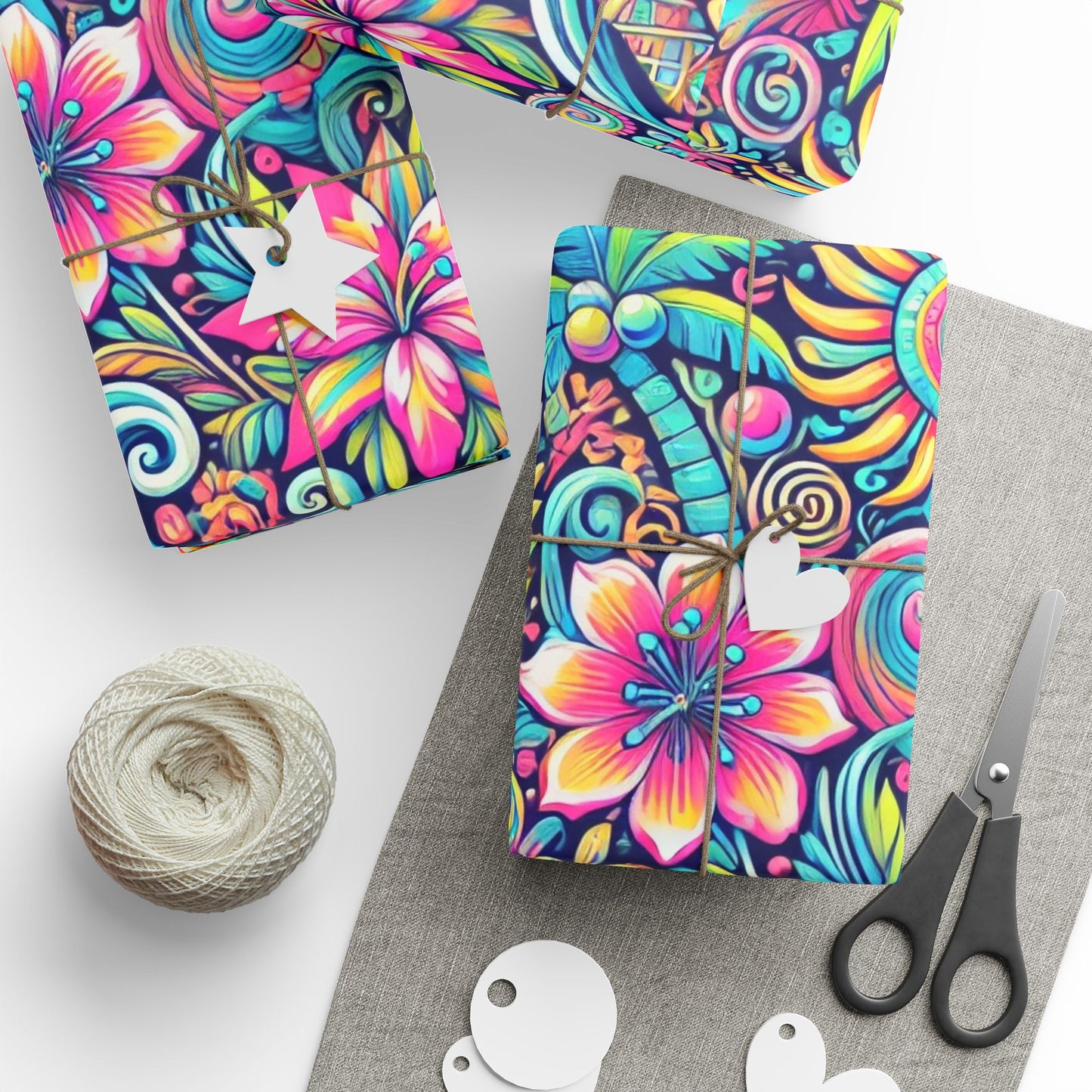 Wrapping Paper - Tropical Gift Wrap for All Occasions, 3 Sizes/2 Finishes / Happy Tropics