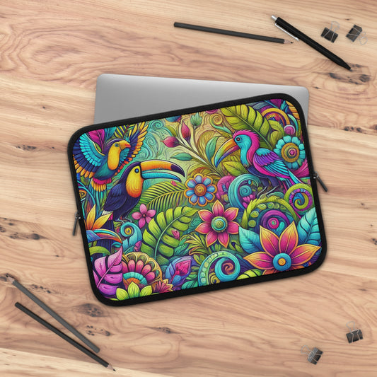 Tropical Laptop Sleeve, 5 Sizes - Perfect for Beach Lovers & Students / Rainforest Music
