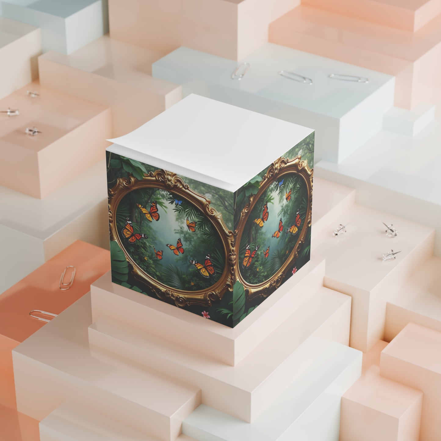 Note Cube - Framed Monarch Gathering