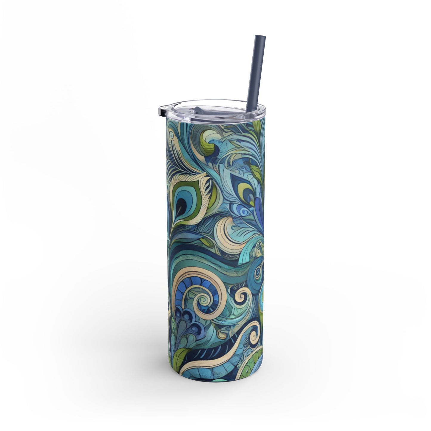 20oz Matte Tumbler, 7 Colors - Stylish Travel Cup - Feather Currents, Blue