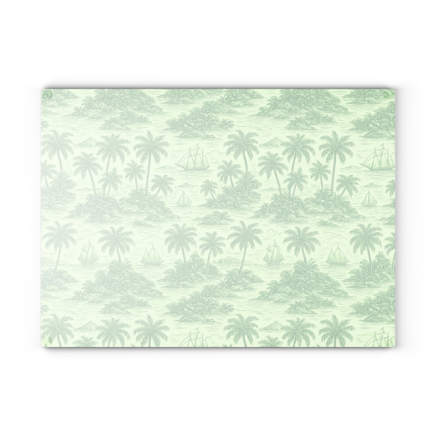Glass Cutting Board, 2 sizes - Faraway Toile/Green