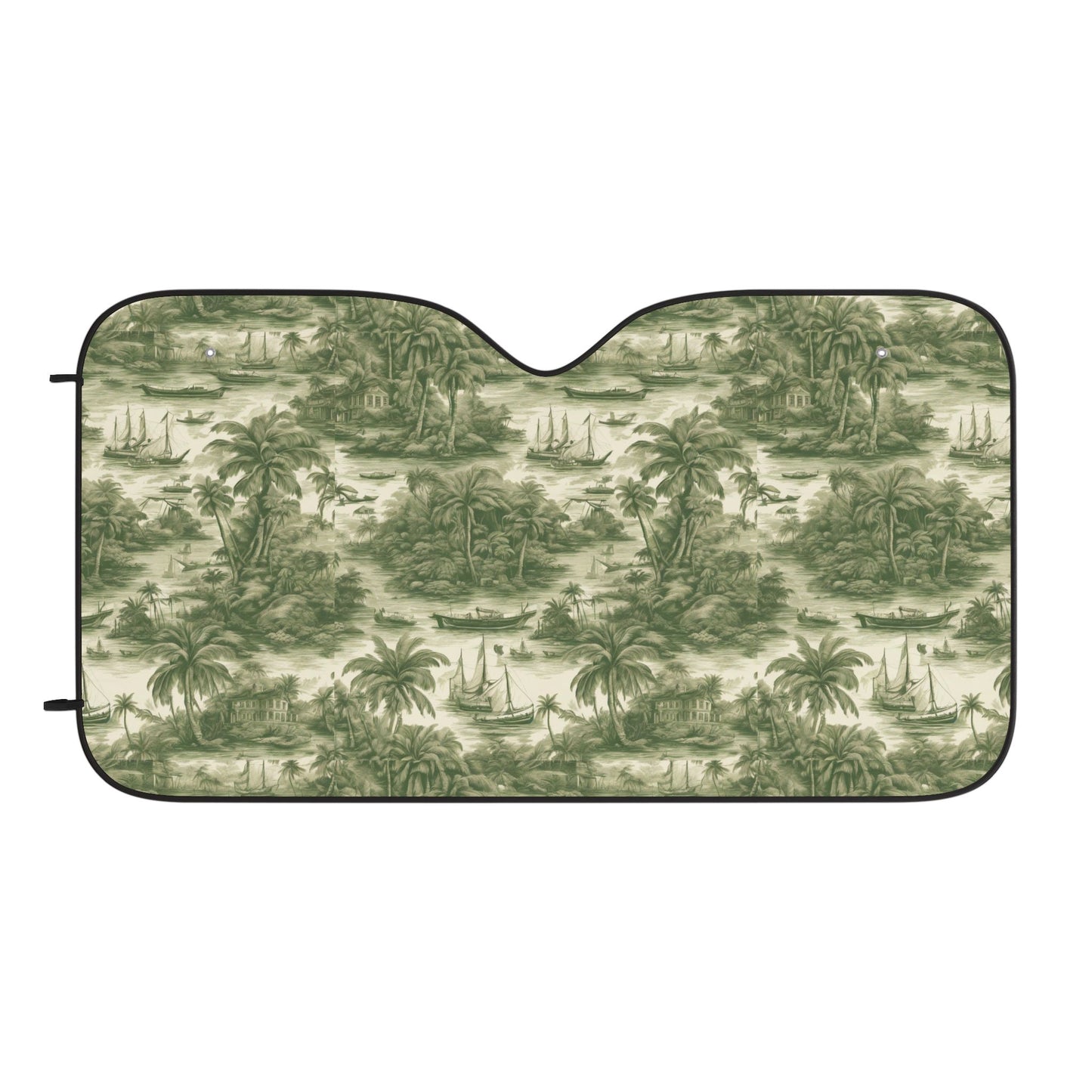 Tropical Car Sun Shades / Tropical Toile #1, Green