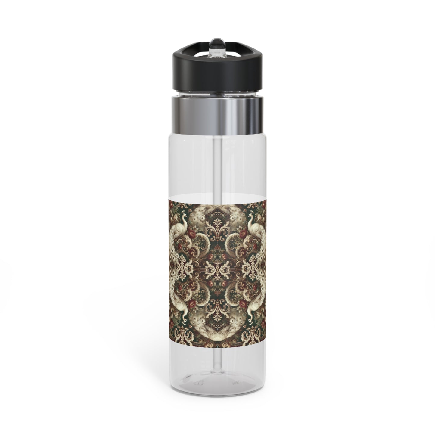 Tropical 20oz Tritan Sport Water Bottle -  Leakproof, Lightweight, BPA-Free / Kaleido White Peacocks
