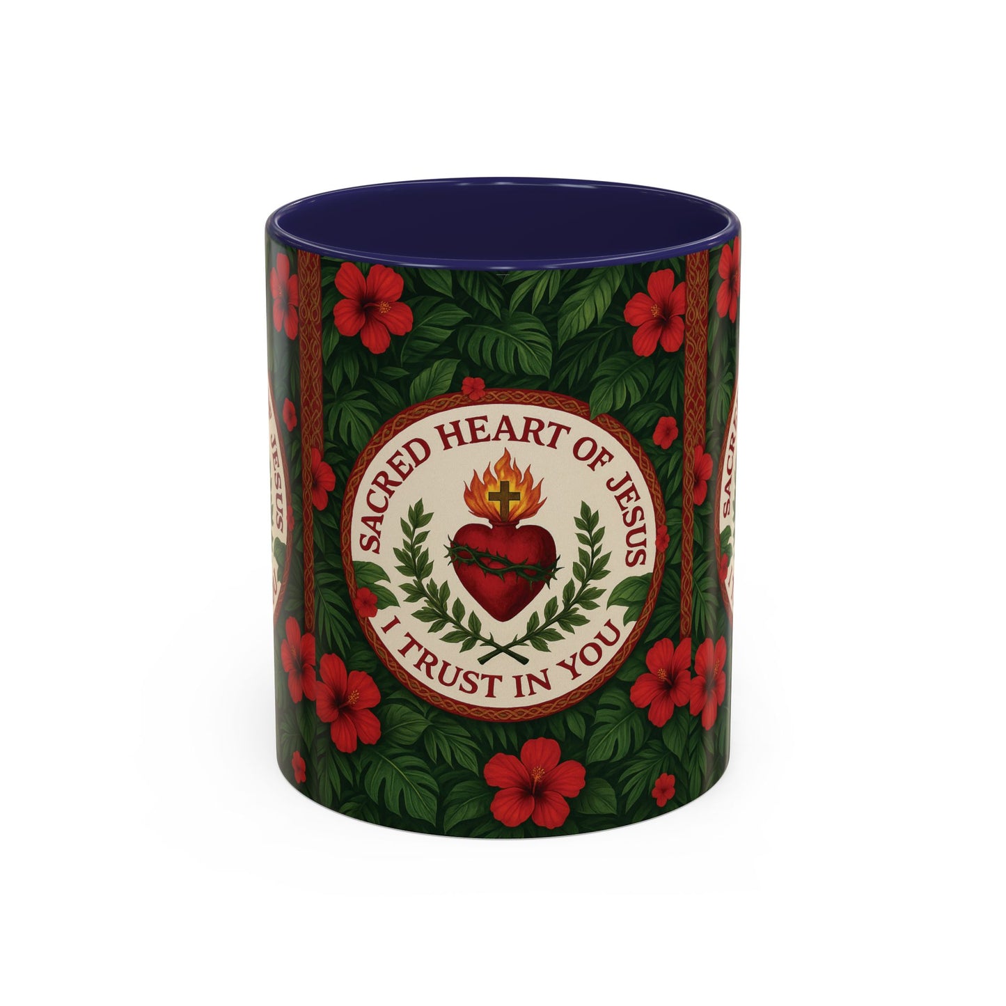 Religious Accent Color Coffee Mug (11, 15oz) / Sacred Heart of Jesus Prayer, Various Colors