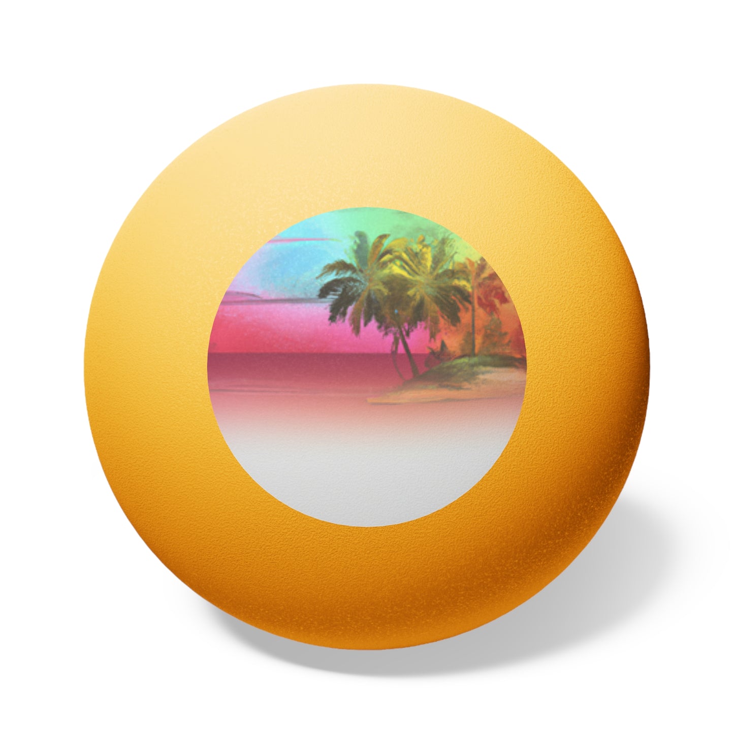 Tropical Paradise Ping Pong Balls - 6 Pack with Watercolor Beach/Orange