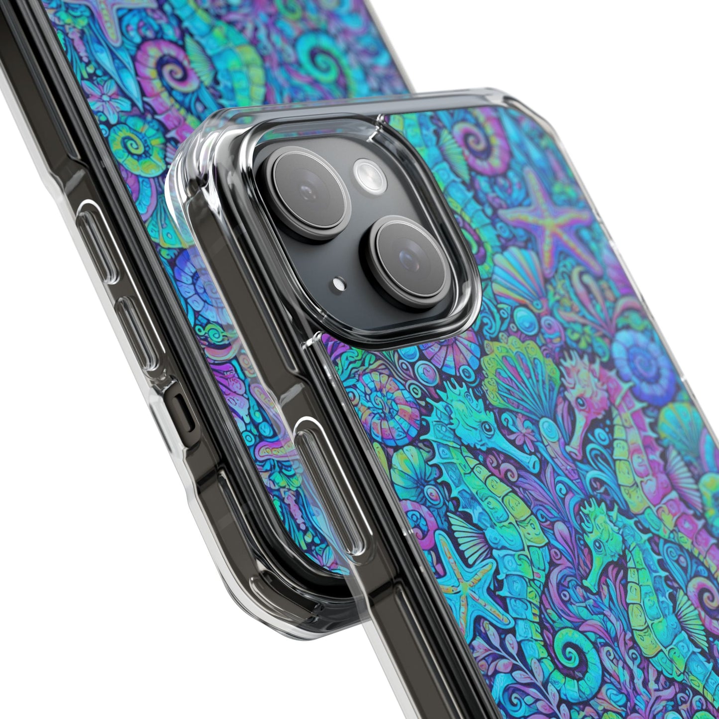 Seahorses/Turquoise POP Magnetic Clear Phone Case, Many Models
